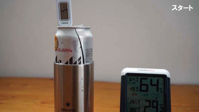 350ml用缶クーラーで500ml缶を使用した時の保冷温度は？